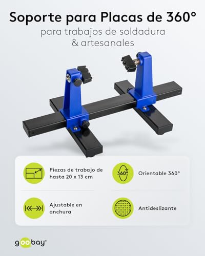Miniatura 2 de Goobay Soporte Ajustable Para Pcb Soporte Para Pcb Robusto Soporte Para Soldar Para Fijar Pcbs Y Piezas De Trabajo Durante La Soldadura Y El Trabajo Artesanal Rotación De 360, 51220