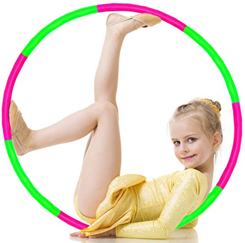 ILNCLUY Kids Hoola Hoop, Detachable & Size Adjustable, Plastic Colorful Hola Hoop Toy