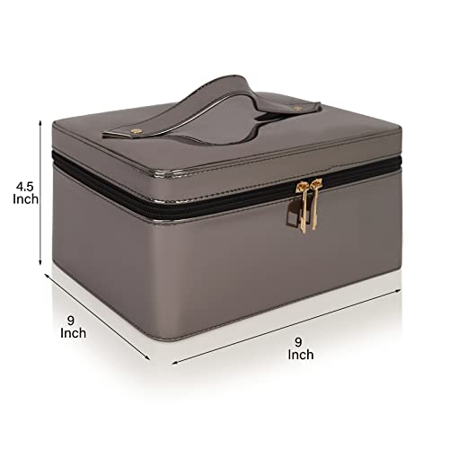 Image of FADAK Cosmetic Bag for Beauty Case Wedding Makeup Brushes Pouch Tikli Organizer Travel Large Vanity Mirror Box Storage Bag Jewelry Bridal Box (GUNMATLE)