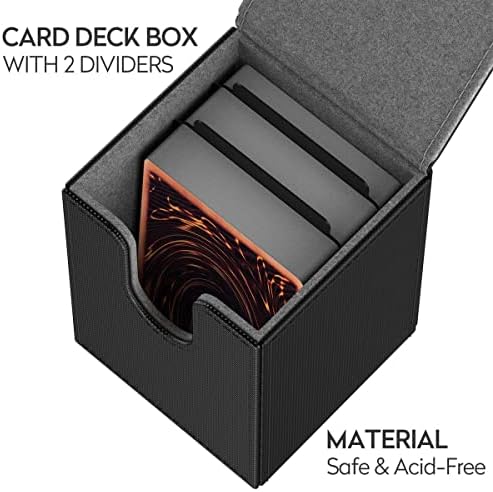 Bheddi Card Deck Box for Yu-Gi-Oh! TCG Cards, with 2 Dividers per Box, Large Size Fit 100+ Cards Without Sleeves(Forbidden One)(Black)