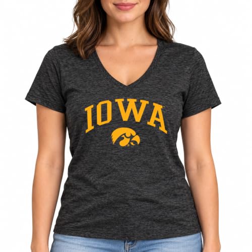 Blue 84 Women's Iowa Hawkeyes Heathered Team Color Confetti T Shirt, Iowa Hawkeyes Black, Large