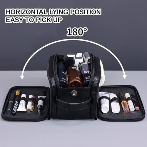 Vbvbip Large Business Travel Toiletry Bag for Men, TSA Approved Waterproof Dopp Kit, Leather Shower Bag with Separate Compartments for Toiletries, Black by Vbvbip - Image 4