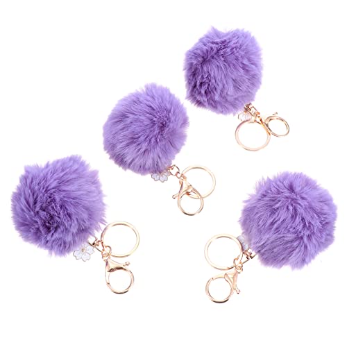 LIFKOME 4 Piezas Elegante Llavero Colgante De Llave De Peluche Juguete De Lujoso Llavero Bola Peluda Llavero Esponjoso Largo Decoración De Bolsos Colgante Para Colgar Bolso Púrpura
