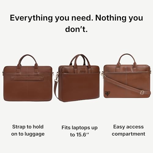 Image of TRUFLO Vegan Leather (PU) Laptop Messenger Bag | Fits up to 15.6-inch Laptop | Slim Office & Travel Shoulder Bag