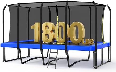 Zupapa 1800LBS Weight Capacity Rectangle Trampoline 10x17FT Outdoor Square Gymnastics Trampolines with 10-Year Quality Assurance for Kids Adults Long Large Big Rectangular Backyard Trampoline
