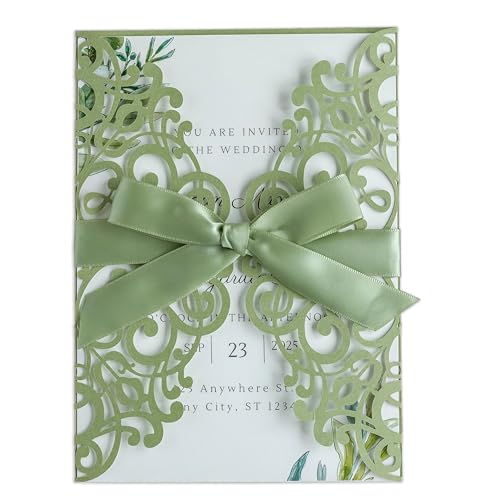 ponatia 25PCS 5.12 x 7.1 '' Sage Green Laser Cut...