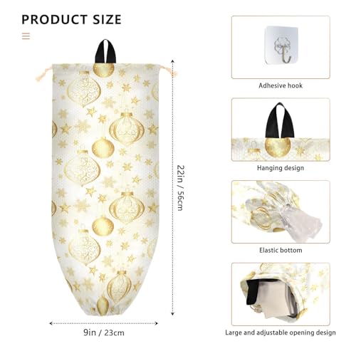 Outdoor-Tasche mit Kordelzug und Reißverschlusstaschen, für Damen, Shopping, Reisen, goldenes luxuriöses Weihnachtsmuster, nahtloses Muster
