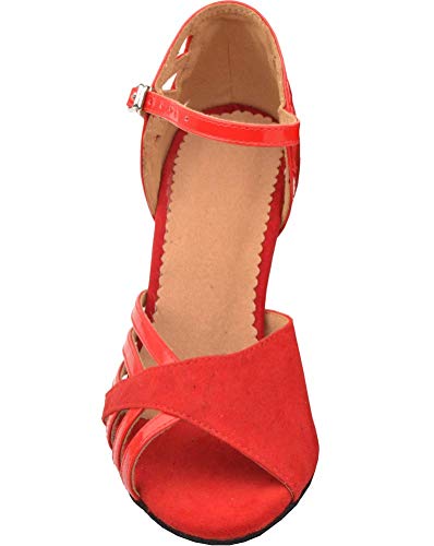 Chaussures danse latine confortables avec talon carré stable rouge 40