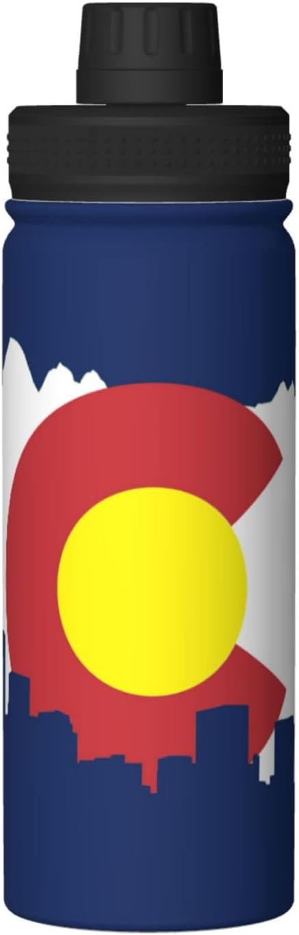 Colorado State Flag Sports Insulated Water Bottle Stainless Steel Kettle Novelty Portable Water Cup For Outdoor Sports Gym Travel 18oz