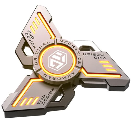 AYUNJIE Mano Spinner Juguetes, Luminoso Yema del Dedo Gyro Alivio Estrés Y Anti-Ansiedad Sensorial Fidget Juguetes, Regalos para Niños Niñas Niños Y Adultos (C,Naranja)