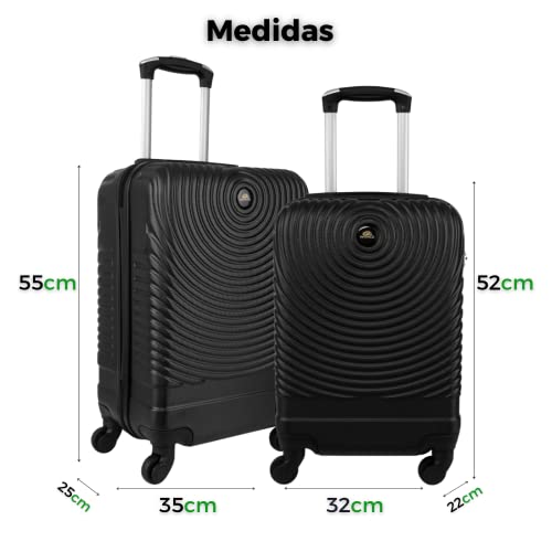 Kit de 2 Malas de Viagem Para Bordo Fibra Rígida ABS e Cadeado Embutido COR:PRETO 8149