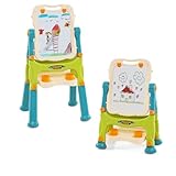 DREAMADE Höhenverstellbare Kindertafel, 2 in 1 Staffelei Standtafel mit Whiteboard...