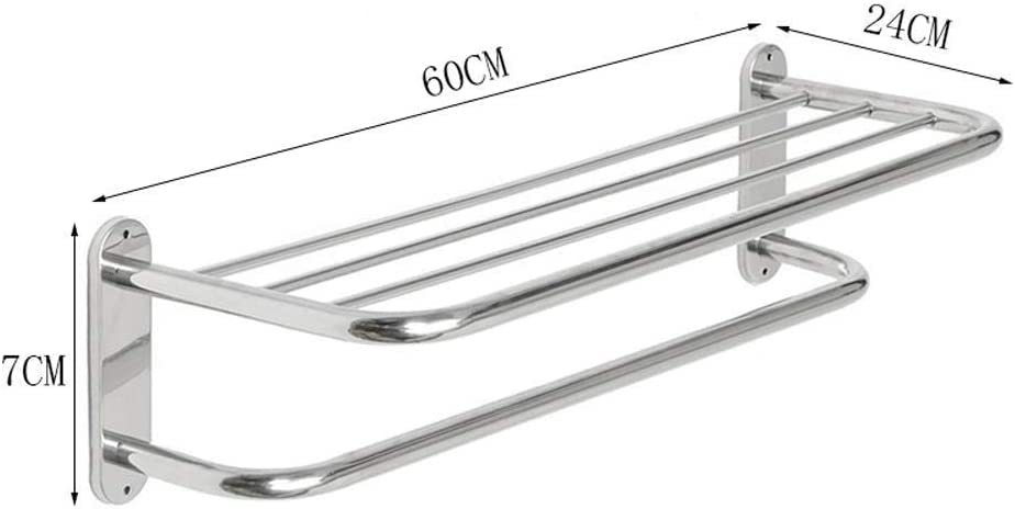 Porte-serviette en acier inoxydable mural avec barre de support - 5