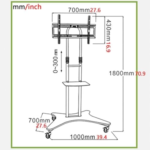 Soporte móvil para TV con altura ajustable y bandeja miniatura 4