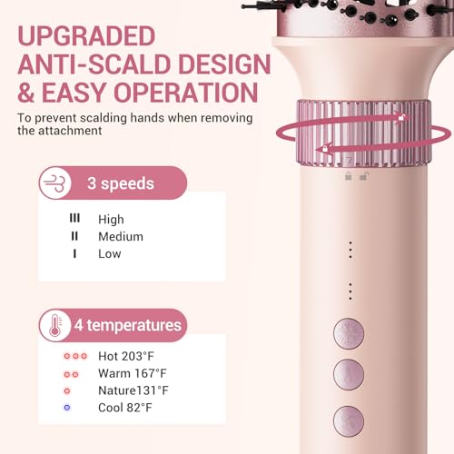 6 in 1 Air Hair Styler, 1400W High Speed Ionic Hair Dryer with Wrap Curlers, Blow Dryer Brush & Frizz-Free Hot Air Brush, No Heat Damage Hair Tools for Fast Drying, Curling, Smoothing & Volume - Image 6