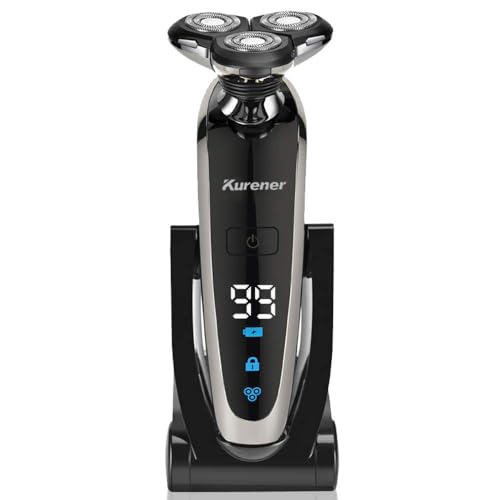 Kurener Electric Shaver Razor for Men Rechargeable 100% Waterproof Rotary for Shaving with Nose Trimmer Sideburns Trimmer Face Cleaning Brush by kurener - Image 6