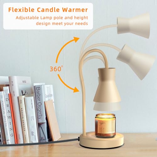 LALISU Candle Warmer Lamp with Timer and Dimmer, Vintage Electric Candle Melter with 2 Bulbs, Melter Scented Candle Height Adjustable Compatible with Jar Candles, House Warming Gifts (Beige) by LALISU - Image 4
