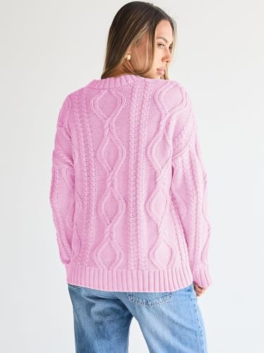 Image of Trendy Queen Women's Oversized Cable Knit Crewneck Sweaters