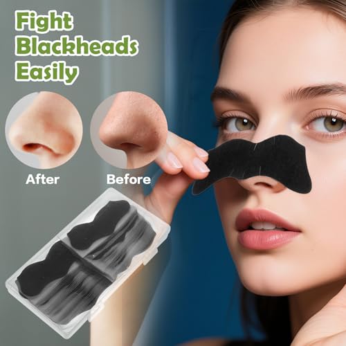 Heclia 70PCS Blackhead Pore Strips Bamboo Charcoal Face Strip For Blackheads Natural Charcoal Black head Tape for All Skin Type Black head Remover Deep Cleansing Charcoals Black Head Nose Tape - Thumbnail 4