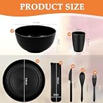 42 Piece Wheat Straw Dinnerware Sets | Unbreakable, Microwave Safe, Dishwasher Safe | Lightweight | Reusable, Dorm Room Essentials, Dishes Set for 6 | Dish Set, Black