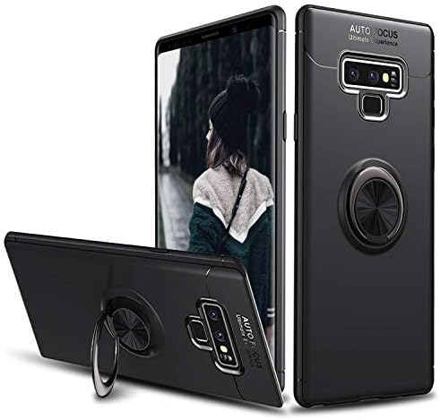 SORAKA Case for Samsung Galaxy Note 9 with 360 degree rotation Ring Stand Soft Slim Fit Silicone Case Shockproof Anti-fingerprint Case with Metal Plate for Magnetic Car Phone Holder