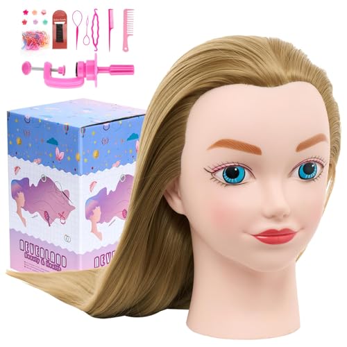 Neverland 20 Übungskopf Frisierkopf Friseur 100% Synthetisches Haar Perückenkopf Puppenkopf Trainingsköpfe Friseurkopf Ausbildung Kopf Mit Halter + DIY Haar Zubehör styling Set