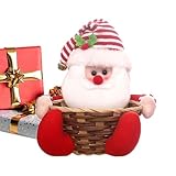 Cestas de Navidad – Adorno para aperitivos, cestas de caramelos, cestas de almacenamiento con muñeca de Papá Noel de felpa, cesta de almacenamiento decorativa hecha a mano lindo muñeco de nieve amigos
