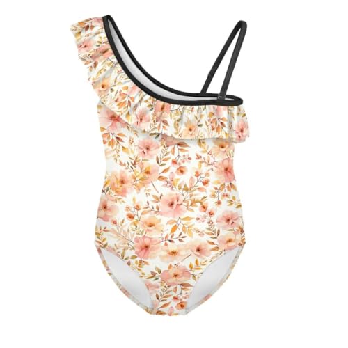 Image of Girls Swimsuit One Piece Ruffle Swimsuit Non-Slip Straps UPF 50+ for Girls Size 3-14 Years