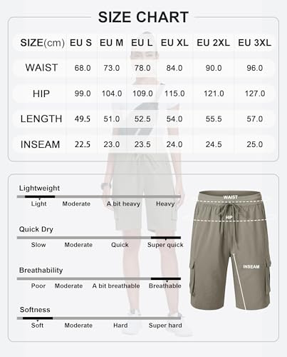MoFiz Szorty damskie, krótkie spodenki na lato, spodenki cargo, spodnie trekkingowe, krótkie, lekkie, oddychające, sportowe szorty z 6 kieszeniami, szary khaki, M
