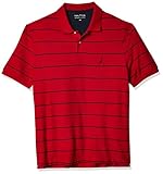 NAUTICA Men's Big and Tall Classic Short Sleeve Striped Polo Shirt, red, 2XLT