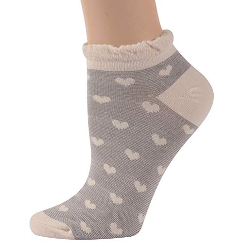 Image of KitNSox Funcat Women's Lace Ruffle Frilly Colorful Floral Cotton Casual Novelty Ankle Socks 4 /5 /6 Pairs