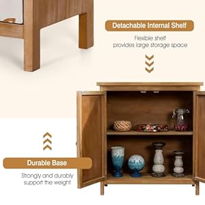 Mfstudio wood accent storage cabinet with 2 doors farmhouse tree pattern decorative cabinet buffet sideboard display cabinet for entryway living room  urban country home decor