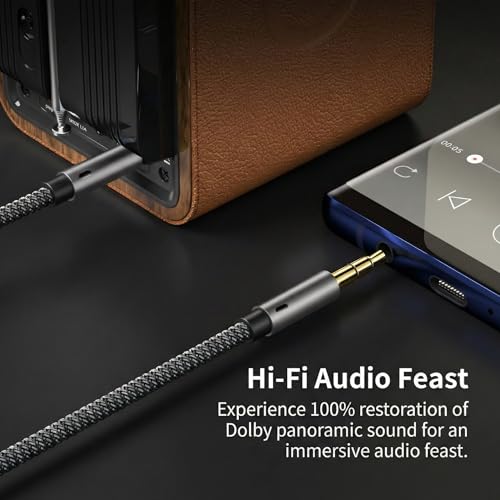 Ruaeoda Aux Cord 3 ft,Sweat-Resistant 3.5mm Audio Cable Male to Male Stereo Hi-Fi Sound Nylon Braided aux to aux TRS 1/8 Cable for Headphones Car Home Stereos Speakers