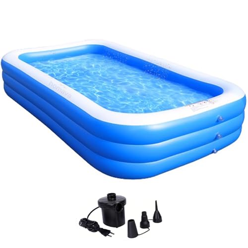 Image of Kiddie Swimming Pool Extra Large Family Size - 120 inch x 72 inch x 22 inch Inflatable Family Lounge Above Ground Swim Center Large Size 305CM Perfect for Summer Outdoor Backyard Porch Garden Water Party