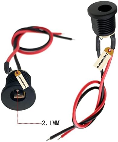 Lsgoodcare 15Pcs 5.5 x 2.1 MM DC Power Jack Socket Threaded Female Mount Connector Adapter Wire with Dustproof Plug & DC Power Pigtail Cable Male