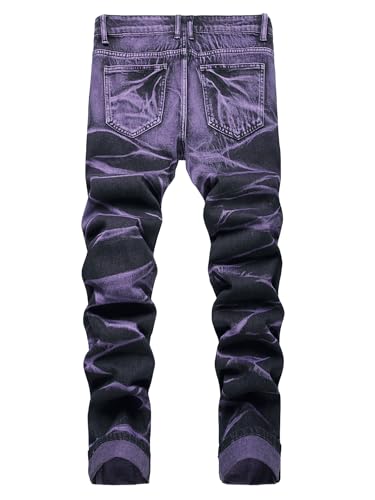 Men's Ripped Jeans Regular Fit Distressed Slim Straight Leg Stacked Biker Fashion Comfort Denim Pants2