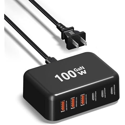 USB C Charger Block Charging Station, 100W 6Port GaN Fast Charging Brick Hub PD 3.0 USB C QC USB A Charger Cube Box Wall Charger Power Adapter for iPhone 16 15 14 13 Pro Max iPad Samsung Android Pixel Cover