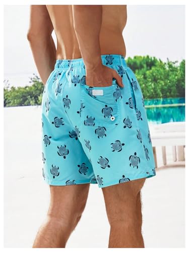 Floerns Men's Turtle Print Swim Trunk Mesh Lining Quick Dry Bathing Suit Board Shorts3