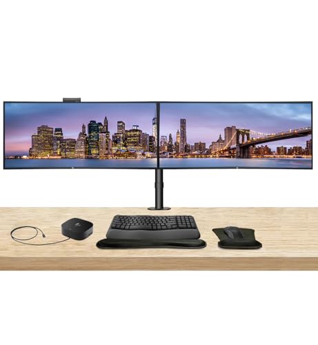 Image of HP Series 7 Pro 27-inch 727pm & 727pk 4K UHD 2160P Conferencing Monitors 2 Pack Bundled with Desk Mount Stand, USB-C Multiport G5 Dock, MK670 Wireless Keyboard & Mouse, Gel Mouse & Wrist Pad