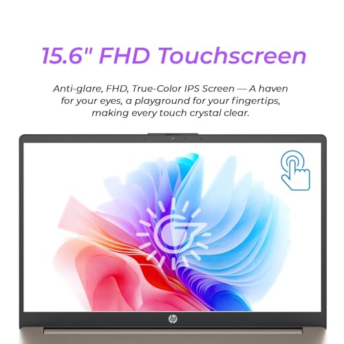 Image of HP Touchscreen 15.6 inch FHD Business Laptop Computer | 2026 Edition | AMD Ryzen 5 (Up to 4.3GHz) | 8GB DDR5 RAM, 512GB PCIe SSD | AI Copilot Key | Windows 11 with Office 365 for The Web • w /o Mouse