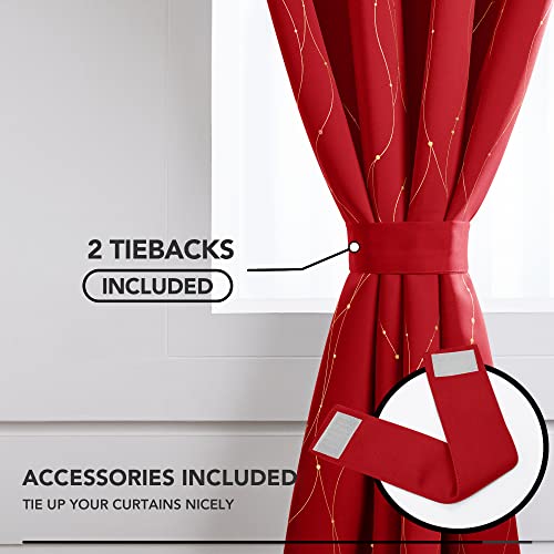 Deconovo Window Christmas Curtains And Drapes For Bedroom, 63 Inch Length - Sundproof Curtains With Golden Foil Printed, Children Bedroom Curtains (52W X 63L Inch, Red, Pack Of 2) #TOP3