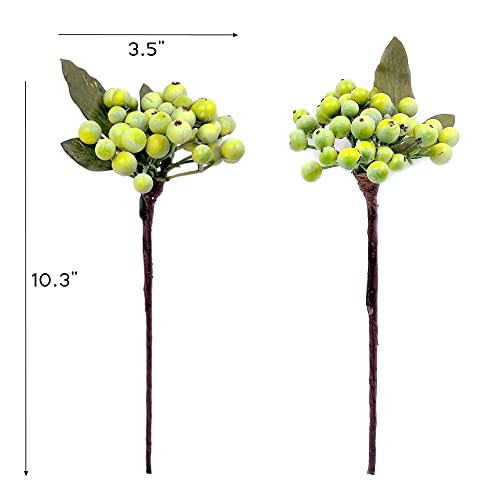 M2Cbridge Pack Of 6 Green Artificial Berry Stems Christmas Picks Wreath Ornament(Green) #TOP2