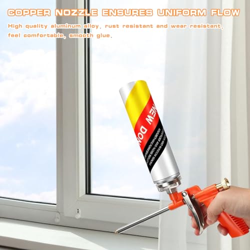 3 Stück PU Schaumpistole, Pistolenschaum, Bauschaum Pistole aus Metall, Profi-Dosierpistole mit ergonomischem Kunststoffgriff,für Heimwerker und Profi zum Abdichten, Füllen, Abdichten,Orange