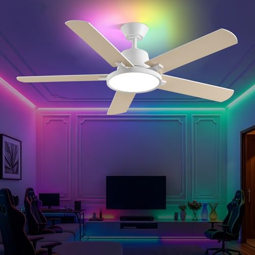 Ombrin 42 In Smart RGB Ceiling Fan with Light,Music Sync Function,White by Ombrin - Used condition - Image 2