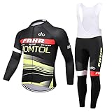 HOMTOL Herren Radtrikot Set Langarm mit 9D Gel Gepolsterten Winter Radsportanzüge Fahrradbekleidung Herbst Trikot set Atmungsaktiv schnell trocknend Trägerhosen für MTB Outdoor