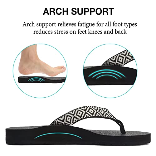 Equick Women's Flip Flops Arch Support Yago Mat Insole Sandal Casual Slipper Outdoor And Indoor-U219Slt003-N-Black.wthie-38 #TOP2