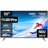 CHIQ 50QA10 50 Zoll 4K UHD QLED Smart TV, QLED Pro, DLG 120Hz, MEMC, VRR, ALLM, HDR10, Dolby Audio, 4X HDMI 2.1, Wide Color Gamut, rahmenloses Metallgehäuse, Chromecast, Google Assistant