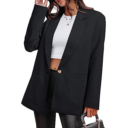 Blazer Jackets for Women Plus Size Fashion Casual Open Front Long Sleeve Lapel Collar Work Office Suit Coats
