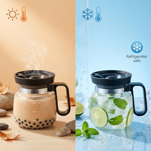 Coffee Pot Mug with Lid, 16oz Glass Mini Coffee Pot Cup, Heat-Resistant Clear Travel Mug, Spill-Resistant Novelty Coffee cup for Office Desk & Coffee Lovers gift by Bohodiy - Used condition - Image 8