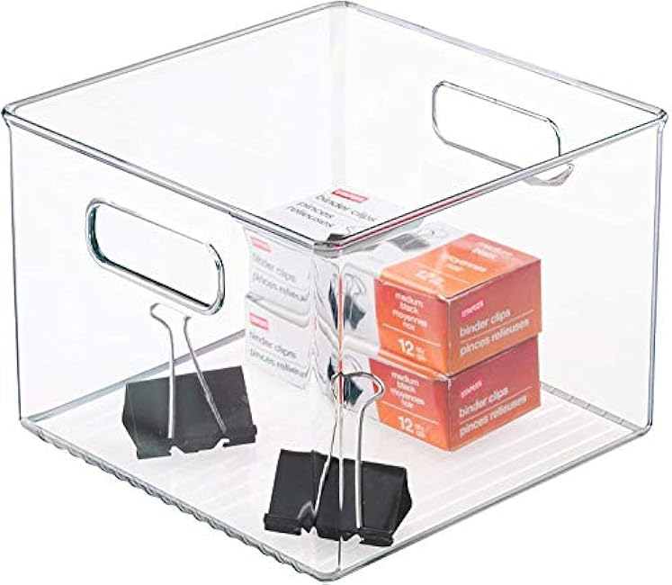 iDesign Kitchen Binz BPA-Free Plastic Deep Stackable Organizer with Handles - 8 x 8 x 6, Clear (Pack of 2)
